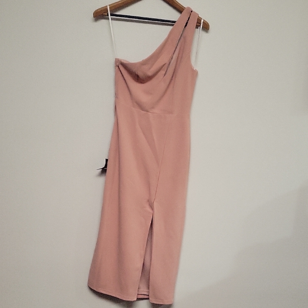 Lulu's Dusty Rose One-Shoulder Dress With Front Slit